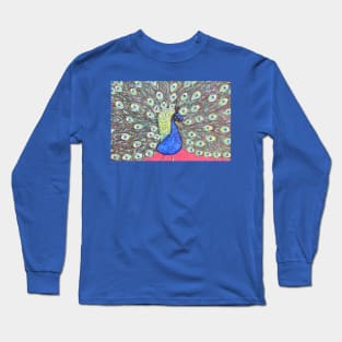 Peacock Acrylic Painting Long Sleeve T-Shirt